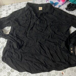 Faded Glory Medium Long Sleeve Criss Cross V Neck T